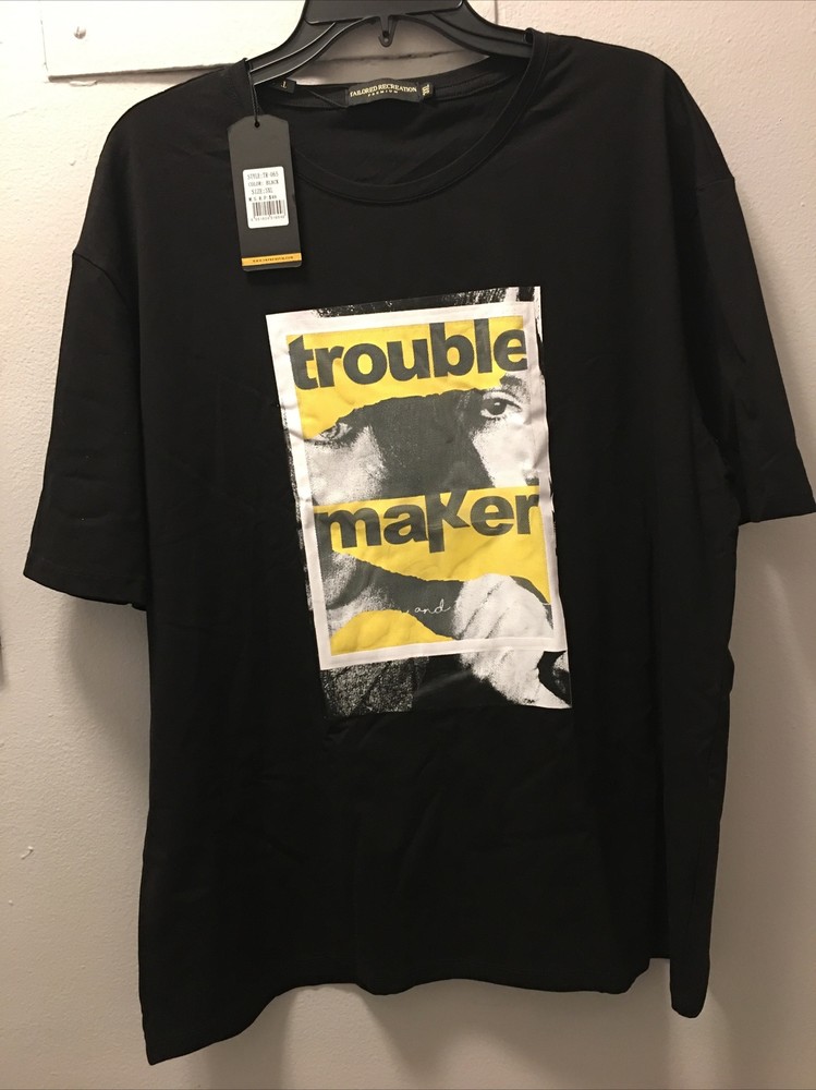 men’s 3XL tailored Creation black trouble maker T-shirt New Soft Material