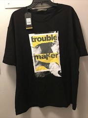 men’s 3XL tailored Creation black trouble maker T-shirt New Soft Material