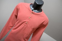 UntuckIt Henley Tee Shirt Red Cotton Poly Blend Long Sleeve Mens Size Large