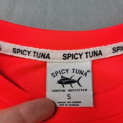 Spicy Tuna T-Shirt Size S Neon Orange Stay Salty Sea Beach Fishing Long Sleeve