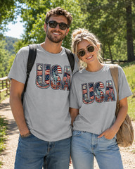 USA Patriotic Landmarks American Flag Eagle Statue of Liberty Graphic T-Shirt