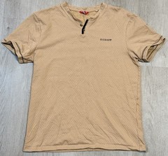 Guess Button Tee Shirt Mens Size M Beige Short Sleeve Casual Classic