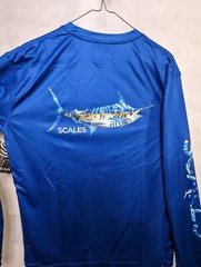 Scales mens Marlin Long Sleeve Shirt size 2XL Performance Tropical Fishing Blue
