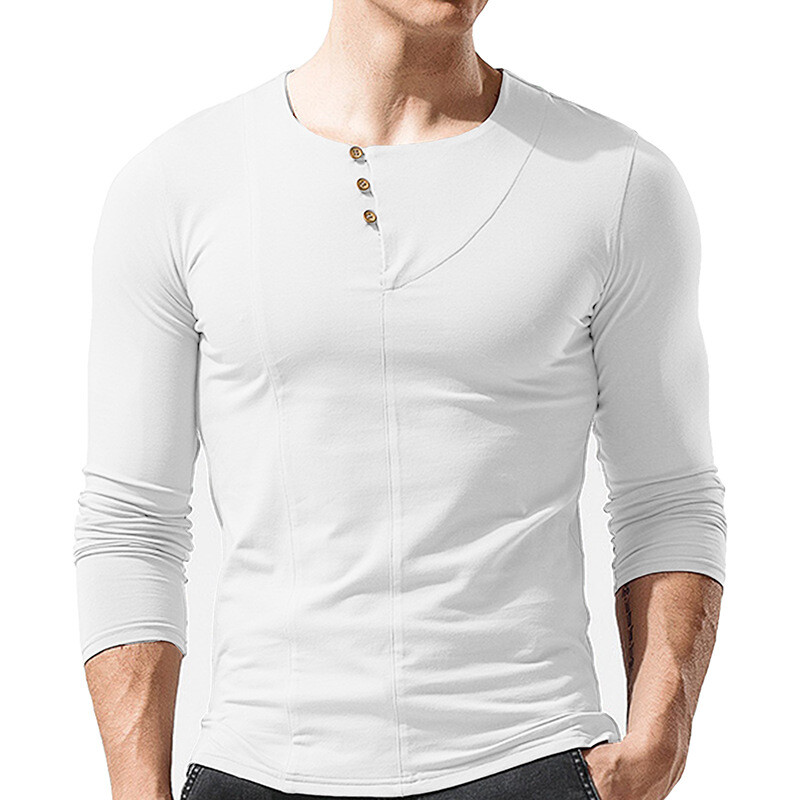 Zonbailon men’s t-shirt solid color slim fit quick dry Men’s bottomed t-shirt