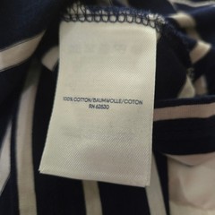 Lands End Mens XL Navy Blue White Striped V-Neck Long Sleeve T-Shirt Cotton