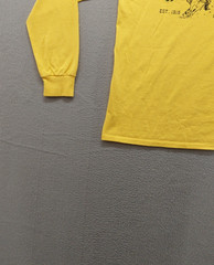 Jerzees Dri Power Men Shirt M Yellow Graphic Tee Long Sleeve Crew Neck Regular