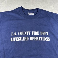 Vintage Los Angeles City Fire Department Life Guard Mens M Blue T Shirt 90s LAFD
