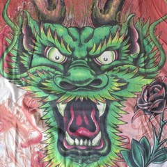 Christian Audigier XL Dragon Shirt Vintage Gold Foil Ink Red White Vintage LA