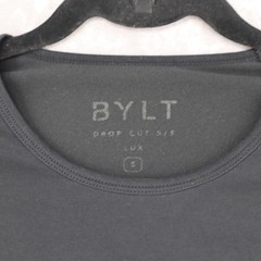 BYLT Shirt Mens Small Black Lux Drop-Cut Crewneck Tee Stretch Tagless Casual Top