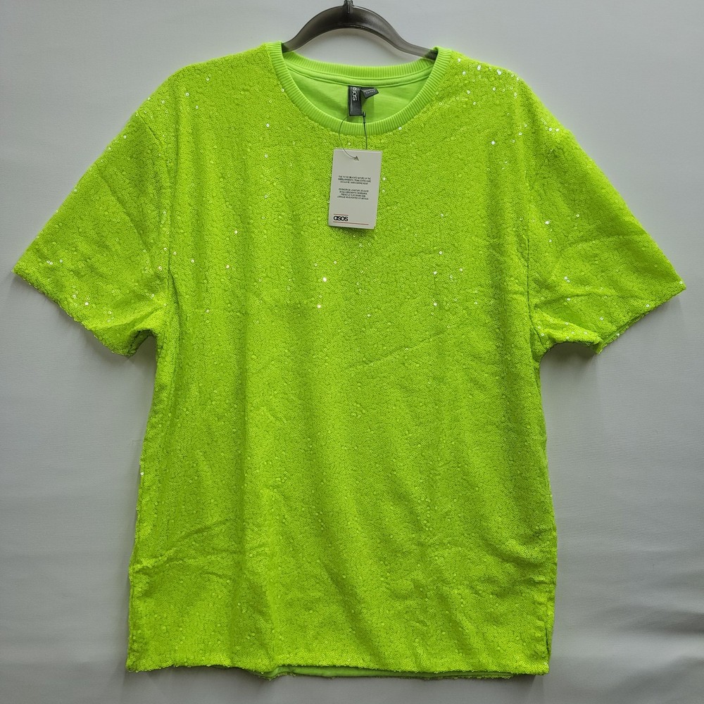 ASOS DESIGN Festival Co-ord Relaxed T-Shirt Neon Sequins Size XL Men’s NWT