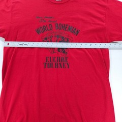 Vintage 1996 World Bohemian Euchre Tourney T-Shirt Red Jerzees USA Mens XL