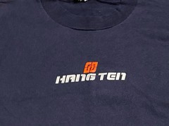 Vintage Hang Ten Men’s Blue T-Shirt 2 Side Graphic Hit On Back 90s EUC Rare Sz L