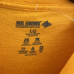 Reel Legends Mens T Shirt Yellow Back Fishing Graphic Large Cotton Crew Neck