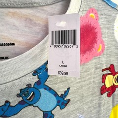 Disney Pixar Graphic T-Shirt With Pocket For Men – Size L 100% Cotton Mul