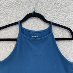 Torrid Top Women Plus Size 1X Blue Poseidon Foxy High Neck Crop Stretch Cotton