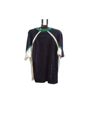 re:verb Vintage Navy and White Color Block T-Shirt with Green Accents