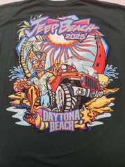 Jeep Beach 2025 Daytona Beach Florida Tiki & Sharks Scene Green T-Shirt L