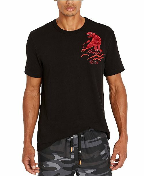 AVIREX Jet Black Embroidered Panther Short Sleeve Crew Neck T-Shirt NEW Small S