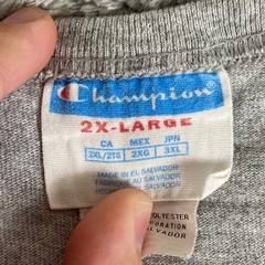 Champion Shirt Mens 2XL Grey Graphic Big Logo Short Sleeve Tee Streetwear Y2k