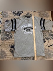 Ecko Unltd Grey T-Shirt with Black and White Sleeve Stripes