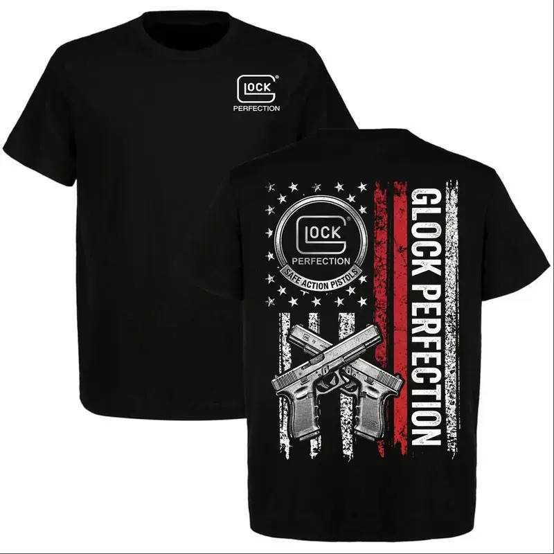 Glock Perfection American Flag Dual Pistol Tactical T-Shirt Gift for Glock Fans