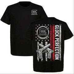 Glock Perfection American Flag Dual Pistol Tactical T-Shirt Gift for Glock Fans