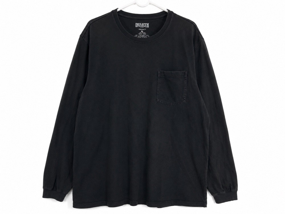 Duluth Trading Longtail T Shirt Mens XL Black Long Sleeve Pocket Crew Neck