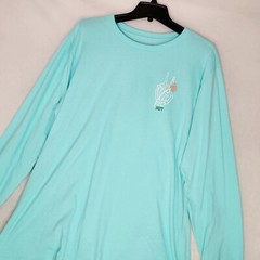 NEFF SKELETON SHIRT MENS XL GREEN BLUE LONG SLEEVE PUSHING UP DAISIES NWT