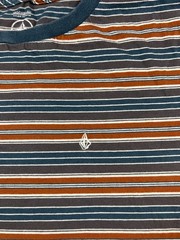 Volcom T Shirt Mens 2XL Multicolor Striped Cotton Modern Fit Logo Embroidered