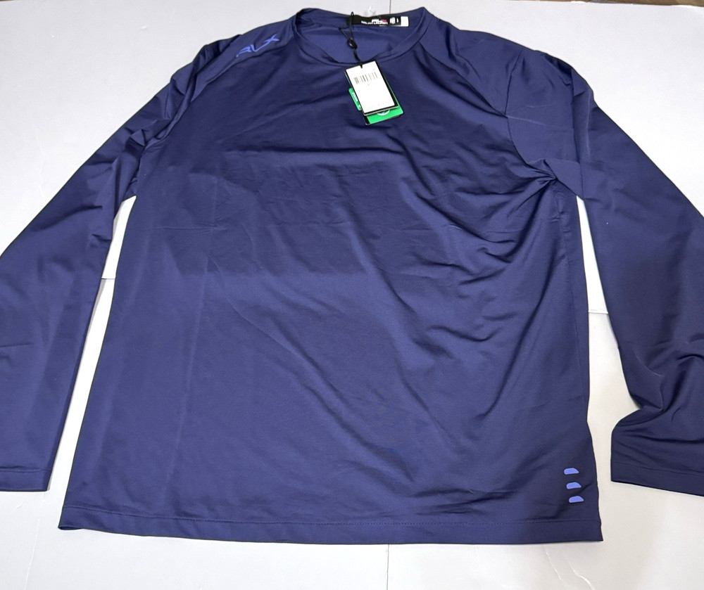 RLX Ralph Lauren Men’s Navy Perforated Mesh Crew-Neck Long Sleeve T-Shirt L