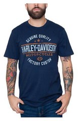 Harley-Davidson Men’s Expand Crew-Neck Short Sleeve Cotton T-Shirt – Navy