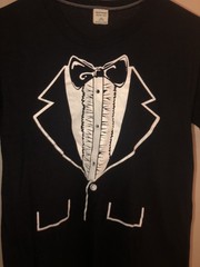 Vintage 1980s Gingiss Formal Wear Tuxedo Tux T-Shirt Novelty Soft Sz S/M