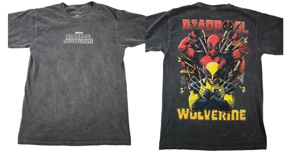 Marvel Studios Deadpool & Wolverine T Shirt Mens Medium Gray Graphic Movie Tee
