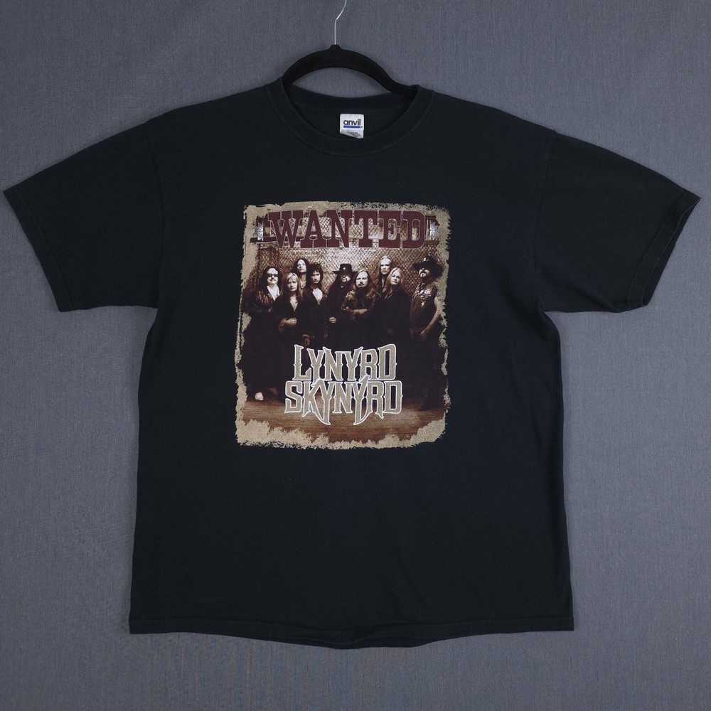 Vintage Lynyrd Skynyrd Wanted Tour Shirt Size XL Black Short Sleeve Rock 2004