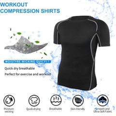 Mens Compression Athletic Fitness Shirt Base Layer Tops Tight Dry Sports Gym Tee