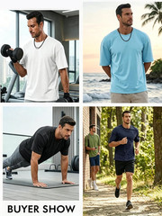 Mens Casual T-Shirts Short Sleeve Lightweight Oversized Summer Cotton Tee Beach