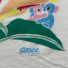 Vintage 90s Cooee Australia Koala Flower Shirt Small 21×24 White