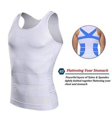 Mens Slimming Body Shaper Vest Gynecomastia Compression Shirts Tummy Control Top
