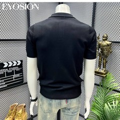 Men Vintage Jacquard Knitted Hollow Out Summer Short Sleeve Sweater Chic Tops