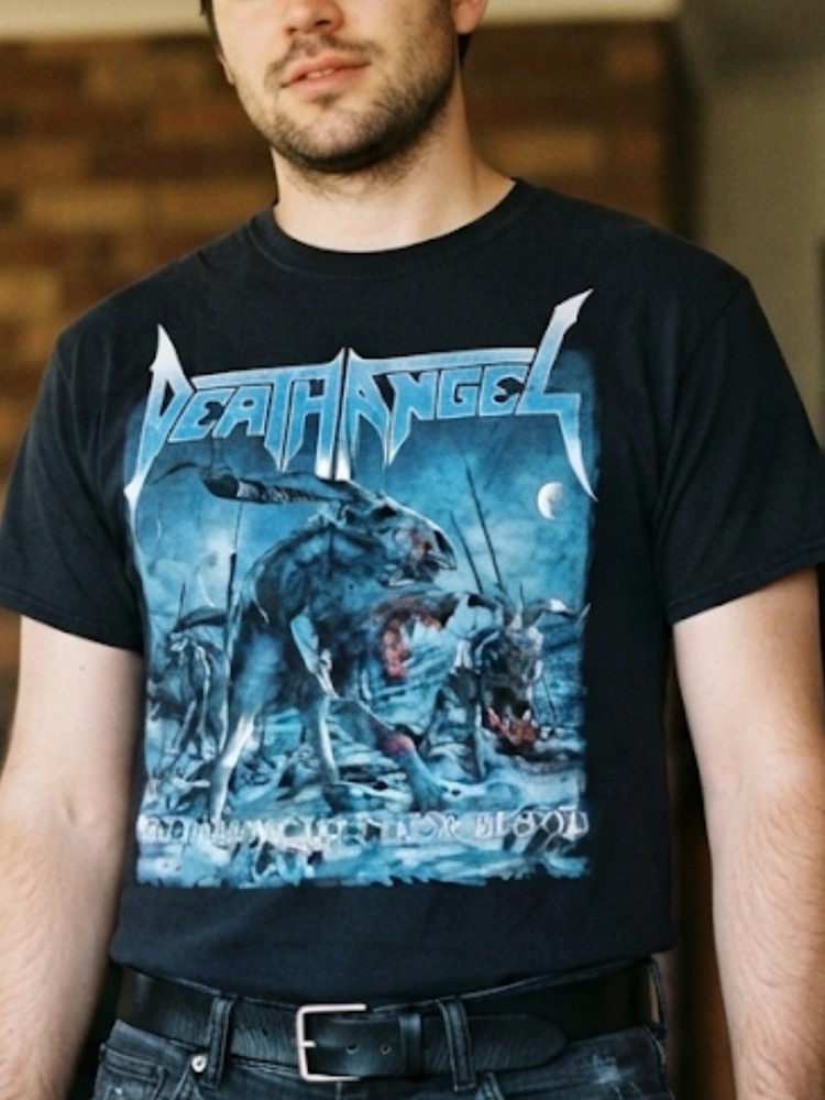 Death Angel Graphic Tee – Black with Blue Artwork