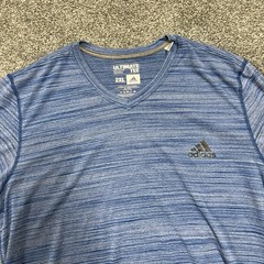 Adidas Ultimate Tee Men 2XL Blue Space Dye Athletic Performance T Shirt