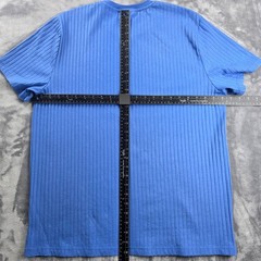 Perry Ellis T-Shirt Mens XL Blue Ribbed Stretch Short Sleeve Crew Neck Top