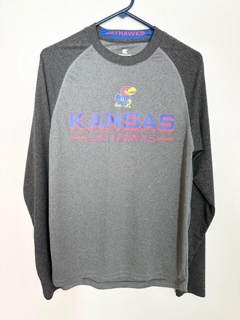 Colosseum Men Dri Fit University of Kansas Mens Graphic Shirt Size M Long Sleeve