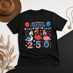Flamingos Patriotic 250 Years of Freedom Spirit Men Women T-Shirt