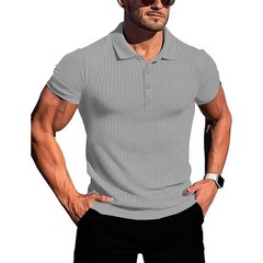 Men’s running sports fitness wear summer high stretch vertical short-sleeved POL