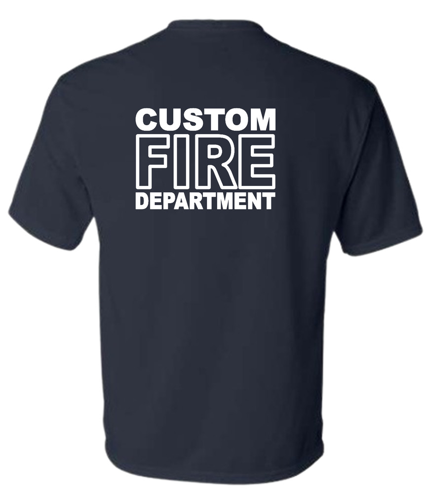Custom Name Fire Dept T-shirt. Personalized. White Print