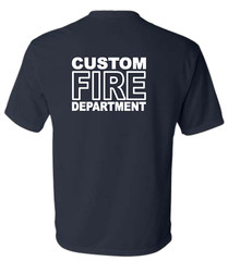 Custom Name Fire Dept T-shirt. Personalized. White Print