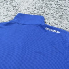 Under Armour Shirt Mens Large Blue Striped Lightweight Stretch Knit Run Running