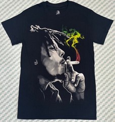 Bob Marley Smoking Weed Graphic T-shirt Men Black Short Sleeve Music