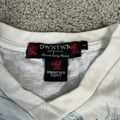 DWNTWN Express Shirt Mens Large White Blue Graphic Ascendance Luster Tattoo Tee